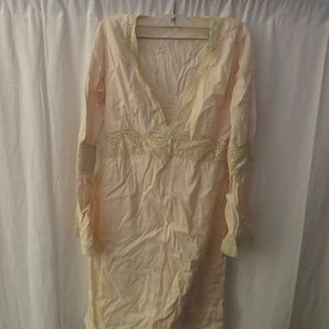 BO'EM PLAGE CREAM PEACH COTTON BOHEMIAN DRESS P/SM